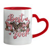 Mug heart red handle, ceramic, 330ml