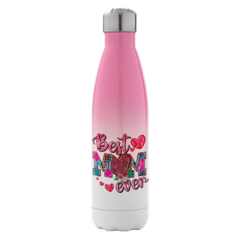 Best mom ever Mother's Day pink, Metal mug thermos Pink/White (Stainless steel), double wall, 500ml