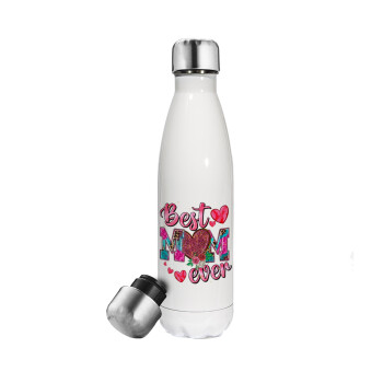 Best mom ever Mother's Day pink, Metal mug thermos White (Stainless steel), double wall, 500ml