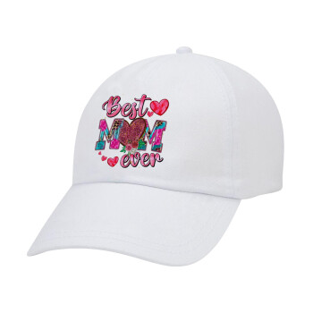 Best mom ever Mother's Day pink, Καπέλο Ενηλίκων Baseball Λευκό 5-φύλλο (POLYESTER, ΕΝΗΛΙΚΩΝ, UNISEX, ONE SIZE)