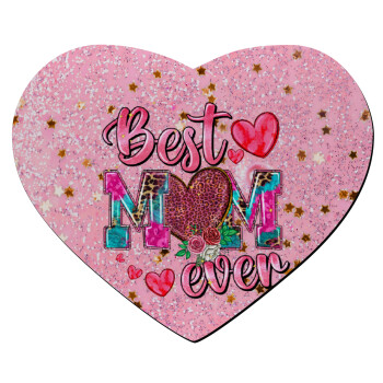 Best mom ever Mother's Day pink, Mousepad καρδιά 23x20cm