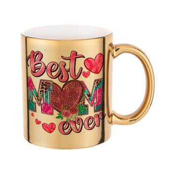 Best mom ever Mother's Day pink, Mug ceramic, gold mirror, 330ml