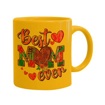 Best mom ever Mother's Day pink, Ceramic coffee mug yellow, 330ml