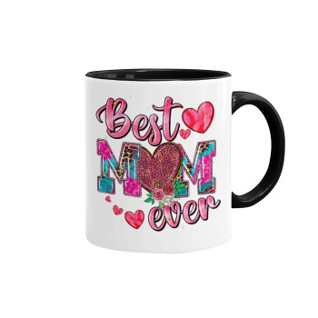 Best mom ever Mother's Day pink, Mug colored black, ceramic, 330ml