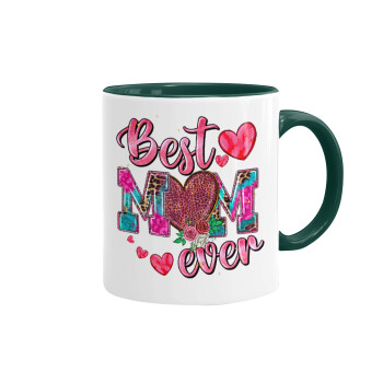 Best mom ever Mother's Day pink, Mug colored green, ceramic, 330ml