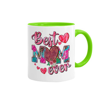 Best mom ever Mother's Day pink, Κούπα χρωματιστή βεραμάν, κεραμική, 330ml