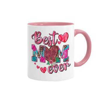 Best mom ever Mother's Day pink, Κούπα χρωματιστή ροζ, κεραμική, 330ml