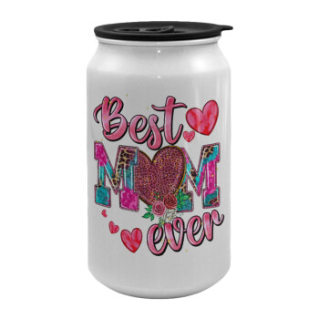 Best mom ever Mother's Day pink, Κούπα ταξιδιού μεταλλική με καπάκι (tin-can) 500ml