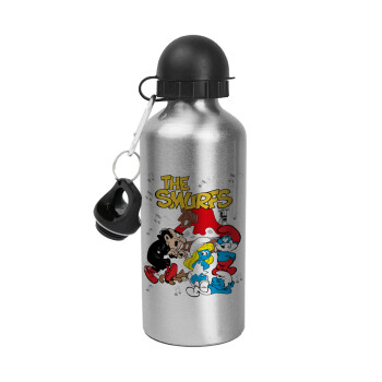 The smurfs, Metallic water jug, Silver, aluminum 500ml