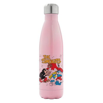 The smurfs, Metal mug thermos Pink Iridiscent (Stainless steel), double wall, 500ml