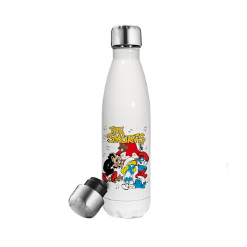 The smurfs, Metal mug thermos White (Stainless steel), double wall, 500ml