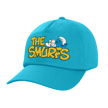 The smurfs, Adult Baseball Cap, 100% Cotton, Blue (COTTON, ADULT, UNISEX, ONE SIZE)