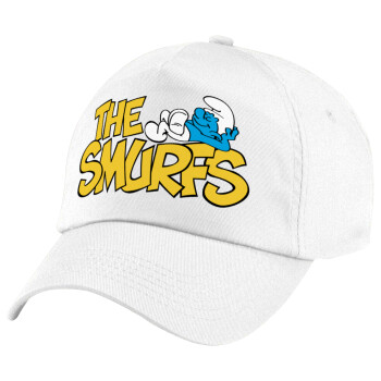 The smurfs, Καπέλο παιδικό Baseball, 100% Βαμβακερό Twill, Λευκό (ΒΑΜΒΑΚΕΡΟ, ΠΑΙΔΙΚΟ, UNISEX, ONE SIZE)