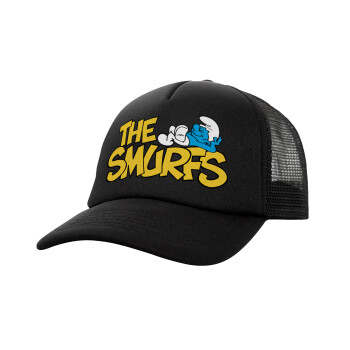 The smurfs, Καπέλο Ενηλίκων Soft Trucker με Δίχτυ Μαύρο (POLYESTER, ΕΝΗΛΙΚΩΝ, UNISEX, ONE SIZE)