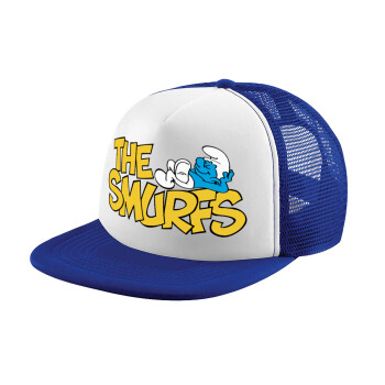 The smurfs, Adult Soft Trucker Hat with Blue/White Mesh (POLYESTER, ADULT, UNISEX, ONE SIZE)