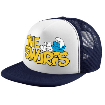 The smurfs, Adult Soft Trucker Hat with Dark Blue/White Mesh (POLYESTER, ADULT, UNISEX, ONE SIZE)