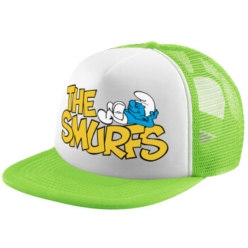 The smurfs, Adult Soft Trucker Hat with Mesh GREEN/WHITE (POLYESTER, ADULT, ONE SIZE)