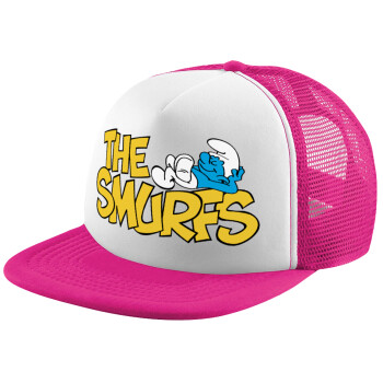 The smurfs, Adult Soft Trucker Hat with Pink/White Mesh (POLYESTER, ADULT, UNISEX, ONE SIZE)