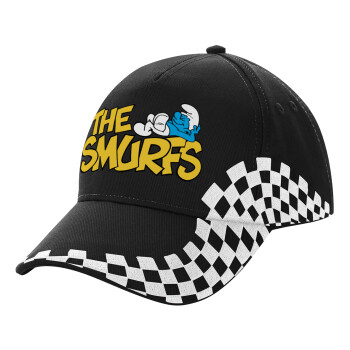 The smurfs, Adult Ultimate BLACK RACING Cap, (100% COTTON DRILL, ADULT, UNISEX, ONE SIZE)