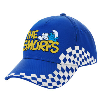 The smurfs, Adult Ultimate BLUE RACING Cap, (100% COTTON DRILL, ADULT, UNISEX, ONE SIZE)