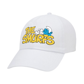 The smurfs, Adult Baseball Cap White 5-panel (POLYESTER, ADULT, UNISEX, ONE SIZE)