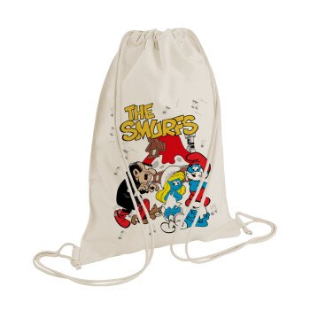 The smurfs, Backpack bag GYMBAG natural (28x40cm)