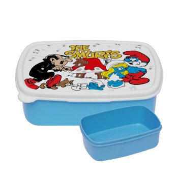 The smurfs, ΜΠΛΕ παιδικό δοχείο φαγητού (lunchbox) πλαστικό (BPA-FREE) Lunch Βox M18 x Π13 x Υ6cm