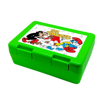 The smurfs, Children's cookie container GREEN 185x128x65mm (BPA free plastic)