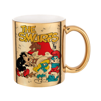 The smurfs, Mug ceramic, gold mirror, 330ml