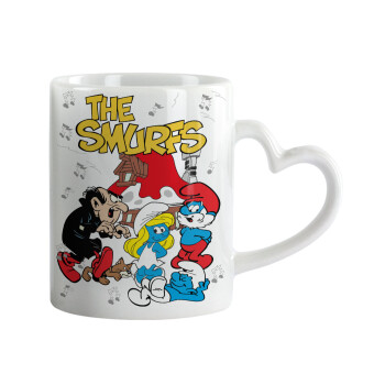 The smurfs, Mug heart handle, ceramic, 330ml