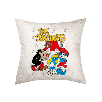 The smurfs, Μαξιλάρι καναπέ Δερματίνη Γκρι 40x40cm με γέμισμα