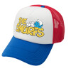 Adult Soft Trucker Hat with Red/Blue/White Mesh (POLYESTER, ADULT, UNISEX, ONE SIZE)