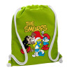 Backpack bag GYMBAG LIME GREEN, with pocket (40x48cm) & thick cords