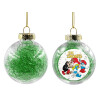 Transparent Christmas tree ball ornament with green filling 8cm