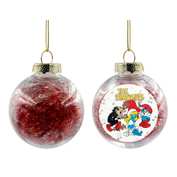 The smurfs, Transparent Christmas tree ball ornament with red filling 8cm