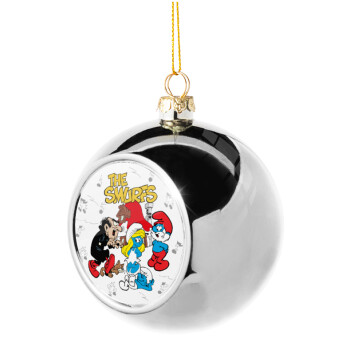 The smurfs, Silver 8cm Christmas tree ball ornament