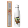 Easter Set, metallic Inox water bottle (700ml) & Easter scented flat candle (30cm) (GRAY)