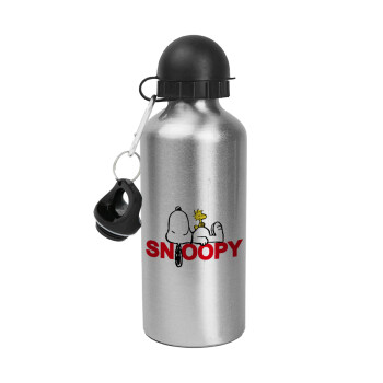 Snoopy sleep, Metallic water jug, Silver, aluminum 500ml