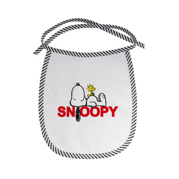 Snoopy sleep, Σαλιάρα μωρού αλέκιαστη με κορδόνι Μαύρη