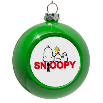 Snoopy sleep, Στολίδι Χριστουγεννιάτικη μπάλα δένδρου Πράσινο 8cm