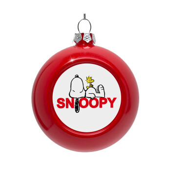 Snoopy sleep, Στολίδι Χριστουγεννιάτικη μπάλα δένδρου Κόκκινη 8cm