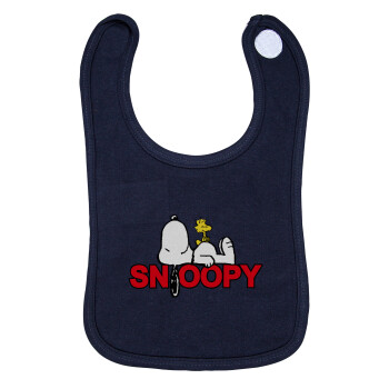 Snoopy sleep, Σαλιάρα με Σκρατς 100% Organic Cotton Μπλε (0-18 months)