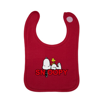Snoopy sleep, Σαλιάρα με Σκρατς Κόκκινη 100% Organic Cotton (0-18 months)