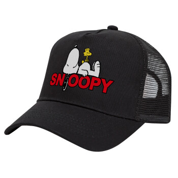 Snoopy sleep, Trucker Hat with Mesh, Black, (COTTON, KIDS, UNISEX, ONE SIZE)