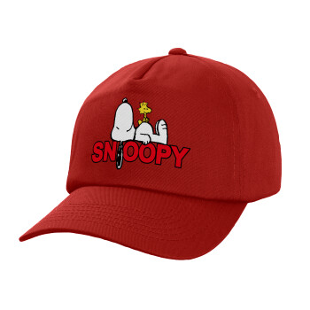 Snoopy sleep, Children's Baseball Cap, 100% Cotton Twill, Red (COTTON, CHILDREN'S, UNISEX, ONE SIZE)