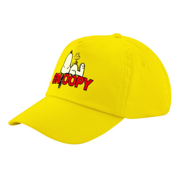 Snoopy sleep, Child's Baseball Cap, 100% Cotton Twill, Yellow (COTTON, CHILD, UNISEX, ONE SIZE)