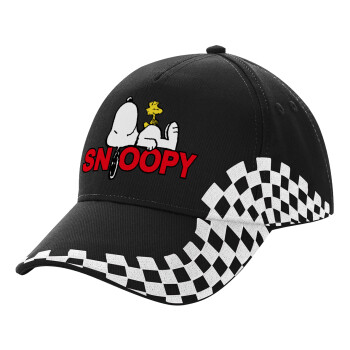 Snoopy sleep, Καπέλο Ενηλίκων Ultimate ΜΑΥΡΟ RACING, (100% ΒΑΜΒΑΚΕΡΟ DRILL, ΕΝΗΛΙΚΩΝ, UNISEX, ONE SIZE)