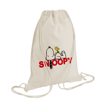 Snoopy sleep, Τσάντα πλάτης πουγκί GYMBAG natural (28x40cm)