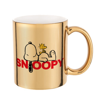 Snoopy sleep, Mug ceramic, gold mirror, 330ml