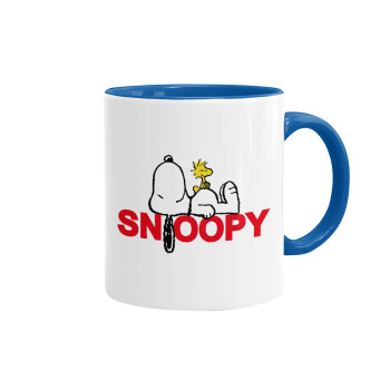 Snoopy sleep, Κούπα χρωματιστή μπλε, κεραμική, 330ml